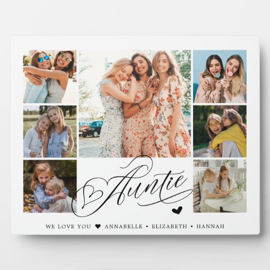 Tante wir Liebe Sie Fotocollage Typografie Fotoplatte (Vorderseite)