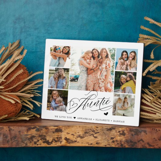 Tante wir Liebe Sie Fotocollage Typografie Fotoplatte (Seite)