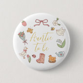 Tante-wird-Baby-Party-Button im Frühlingsgarten-St Button (Vorderseite)