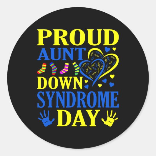 Tante World Down Syndrome Day Awareness Month Grap Runder Aufkleber (Vorderseite)