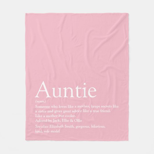 Tante Zitat Girly Pink Moderner Spaß Cool Fleecedecke (Vorderseite)