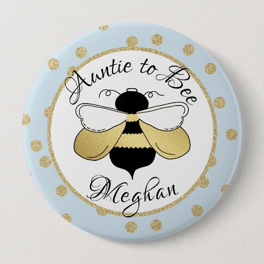 Tante zu Bee Gold Confetti Button (Vorderseite)