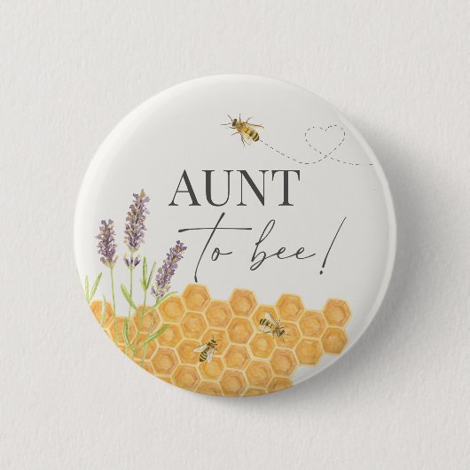 Tante zu Biene, Honigbiene für Babydusche Button (Vorderseite)