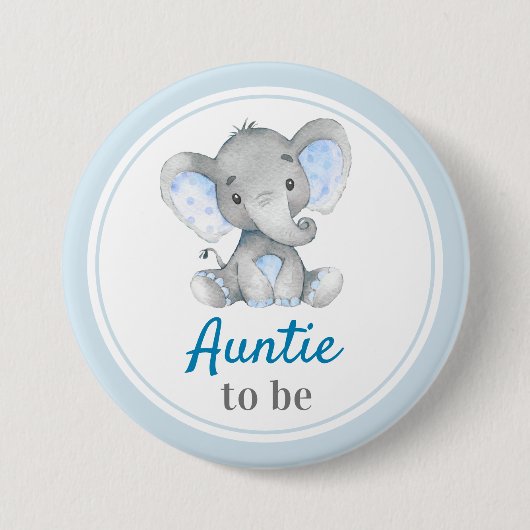 Tante zu New Tante Baby Boy Duwer Elephant Button (Vorderseite)