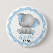 Tante zu New Tante Baby Boy Duwer Elephant Button (Vorderseite)