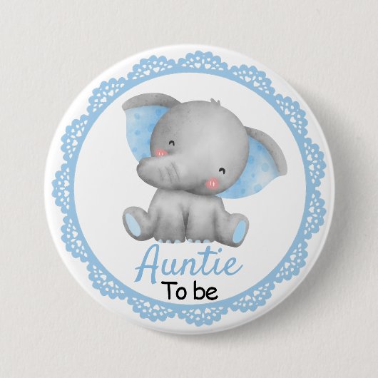 Tante zu New Tante Baby Boy Duwer Elephant Button (Vorderseite)