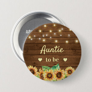 Tante zu New Tante Rustic Sunflower Baby Dusche Button