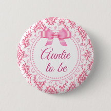 Tante zu Pink Bow Lacey Baby Showknopf