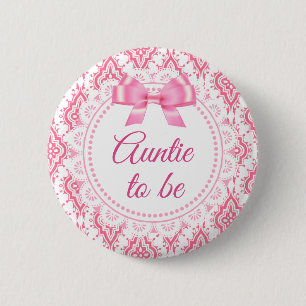 Tante zu Pink Bow Lacey Baby Showknopf Button
