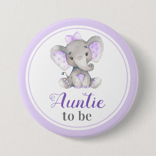 Tante zu Tante Lila Baby Girl Dusche Elefant Button