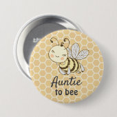 Tante zu Tante Yellow Bumblebee Bee Baby Dusche Button (Vorne & Hinten)