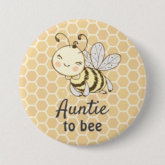 Tante zu Tante Yellow Bumblebee Bee Baby Dusche Button (Vorderseite)