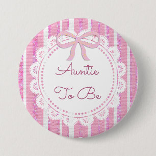 Tante, zum Babyparty-Knopf-Rosa-Bogen zu sein Button
