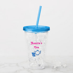 Tantentee mit Teekanne und Tassen trinken Tumbler