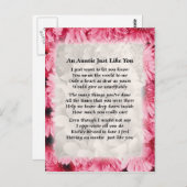 Tantentpoche - rosa Blumendesign Postkarte (Vorne/Hinten)