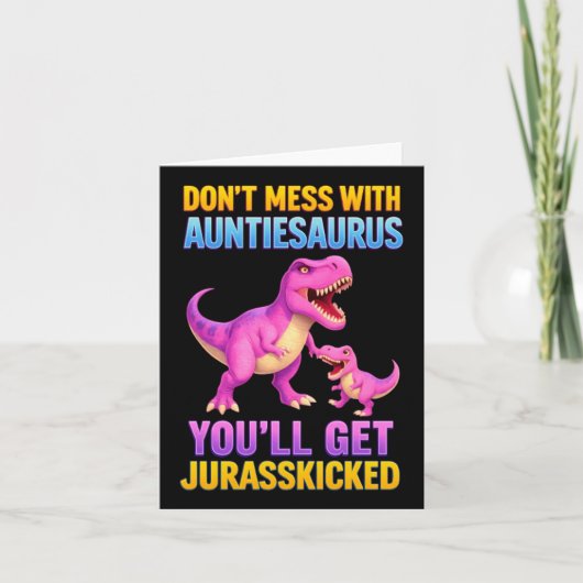 Tantesaurus Muttertag Tante Auntiesaurus Rex Dino Karte (Vorderseite)