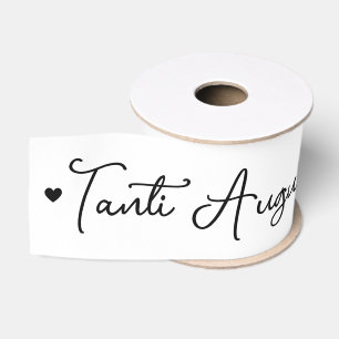 'Tanti Auguri a Te' Schwarze Schrift auf Weiß Ripsband