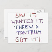Tantrum-Kopie Postkarte (Vorne/Hinten)