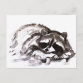 Tanuki sumie postkarte (Vorderseite)
