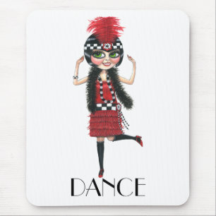 Tanz 1920er Kostüm Big Eye Flapper Girl Mousepad