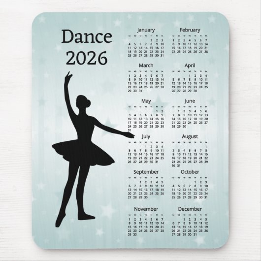 Tanz 2026 Kalender Mousepad (Vorne)