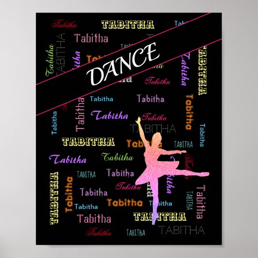 Tanz Ballerina mit Personalisiertem Namen überall Poster (Vorne)