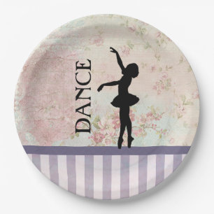 Tanz - Ballerina-Silhouette auf vintage Hintergrun Pappteller