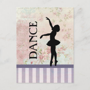 Tanz - Ballerina-Silhouette auf vintage Hintergrun Postkarte