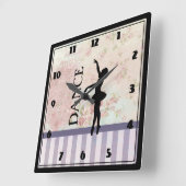 Tanz - Ballerina-Silhouette auf Vintagem Quadratische Wanduhr (Winkel)
