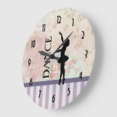 Tanz - Ballerina-Silhouette über Vintagen Hintergr Große Wanduhr (Winkel)