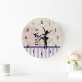 Tanz - Ballerina-Silhouette über Vintagen Hintergr Große Wanduhr (Zuhause)
