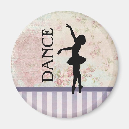 Tanz - Ballerina-Silhouette über Vintagen Hintergr Magnet (Vorne)