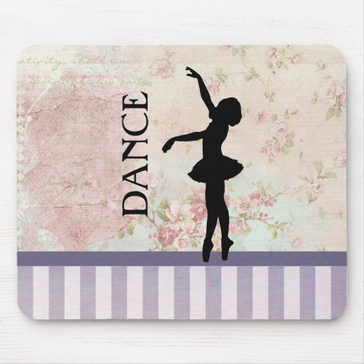 Tanz - Ballerina-Silhouette über Vintagen Hintergr Mousepad (Vorne)