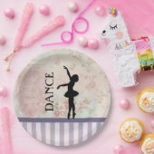 Tanz - Ballerina-Silhouette über Vintagen Hintergr Pappteller (Party)