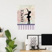Tanz - Ballerina-Silhouette über Vintagen Hintergr Poster (Heimbüro)