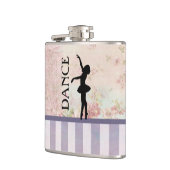 Tanz - Ballerina Silhouette Vintag Hintergrund Flachmann (Links)