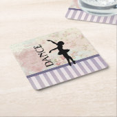 Tanz - Ballerina Silhouette Vintag Hintergrund Rechteckiger Pappuntersetzer (angewinkelt)