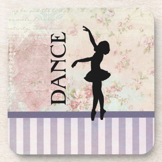 Tanz - Ballerina Silhouette Vintag Hintergrund Untersetzer (Vorderseite)