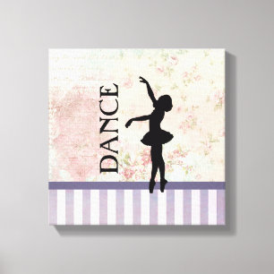 Tanz - Ballerina Silhouette Vintage Hintergrund Leinwanddruck