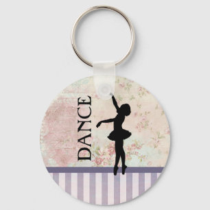 Tanz - Ballerina Silhouette Vintage Hintergrund Schlüsselanhänger