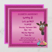 Tanz, bis du Pink Giraffe Party Einladungen gibst (Vorne/Hinten)