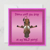 Tanz, bis du Pink Giraffe Party Einladungen gibst (Rückseite)