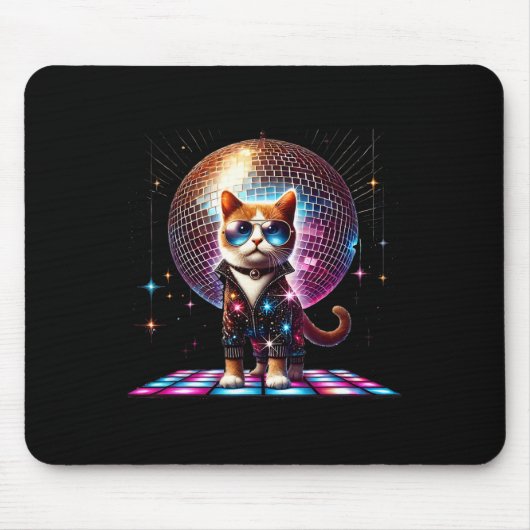 Tanz Cat Disco Ball Kitten Kitty Lover Pa Mousepad (Vorne)