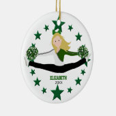 Tanz Cheer blonde grüne Sterne und weiß Keramik Ornament (Rechts)