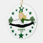 Tanz Cheer blonde grüne Sterne und weiß Keramik Ornament (Links)