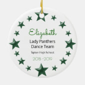 Tanz Cheer blonde grüne Sterne und weiß Keramik Ornament (Hinten)
