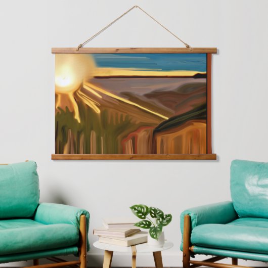 Tanz der Abstrakten Kunst von Cacti Wandteppich Mit Holzrahmen (Wohnzimmer)