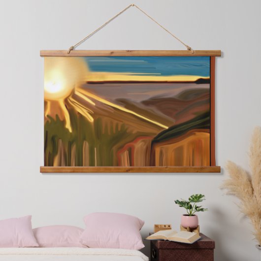 Tanz der Abstrakten Kunst von Cacti Wandteppich Mit Holzrahmen (Schlafzimmer)