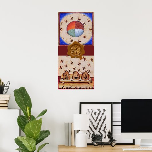 TANZ DER HONEY BIES MIT 4 ELEMENTEN, Wachs Siegel Poster (Heimbüro)