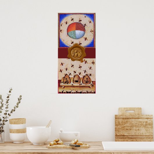 TANZ DER HONEY BIES MIT 4 ELEMENTEN, Wachs Siegel Poster (Küche)